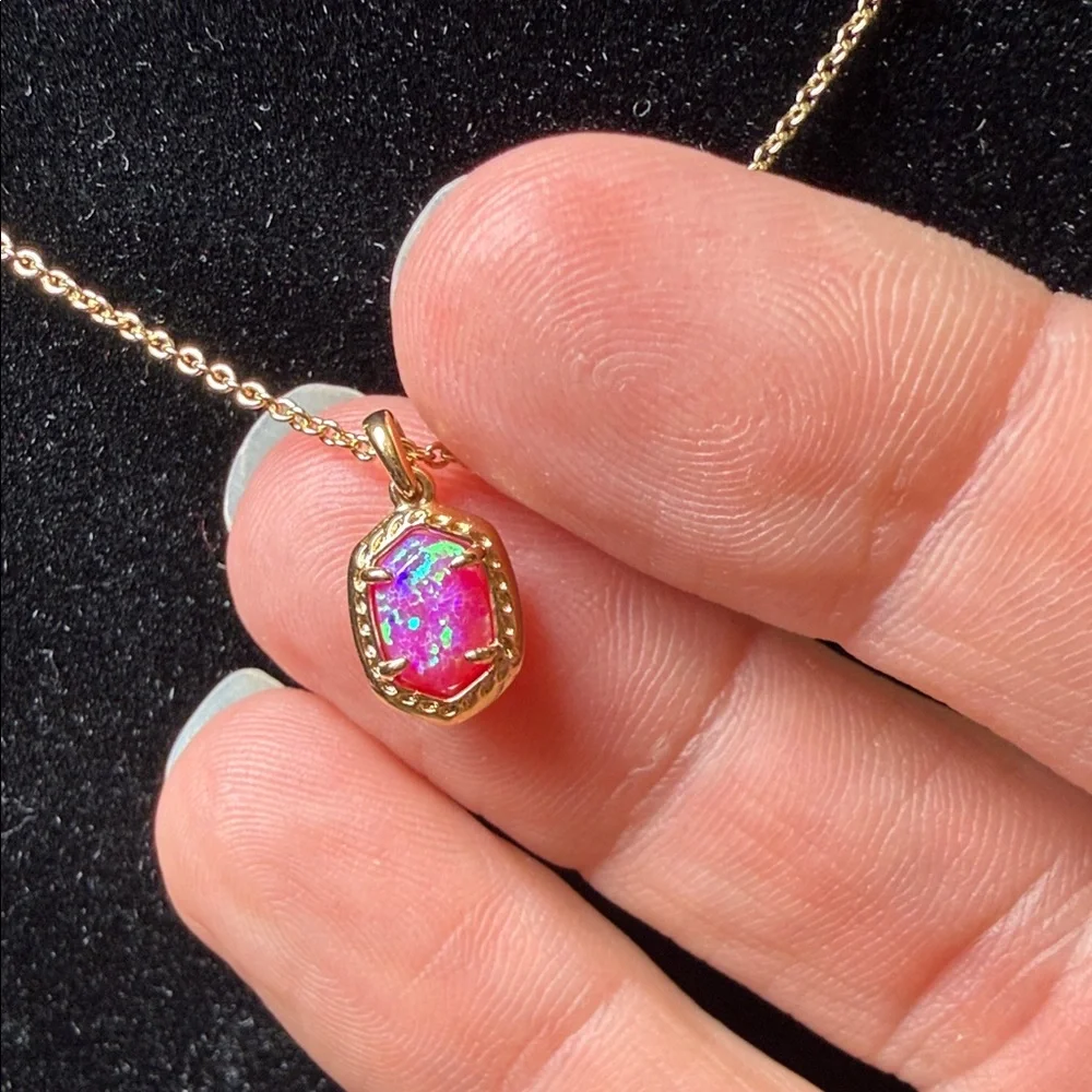 Kendra Scott Gold Necklace with Pink Pendant - Picture 3 of 7